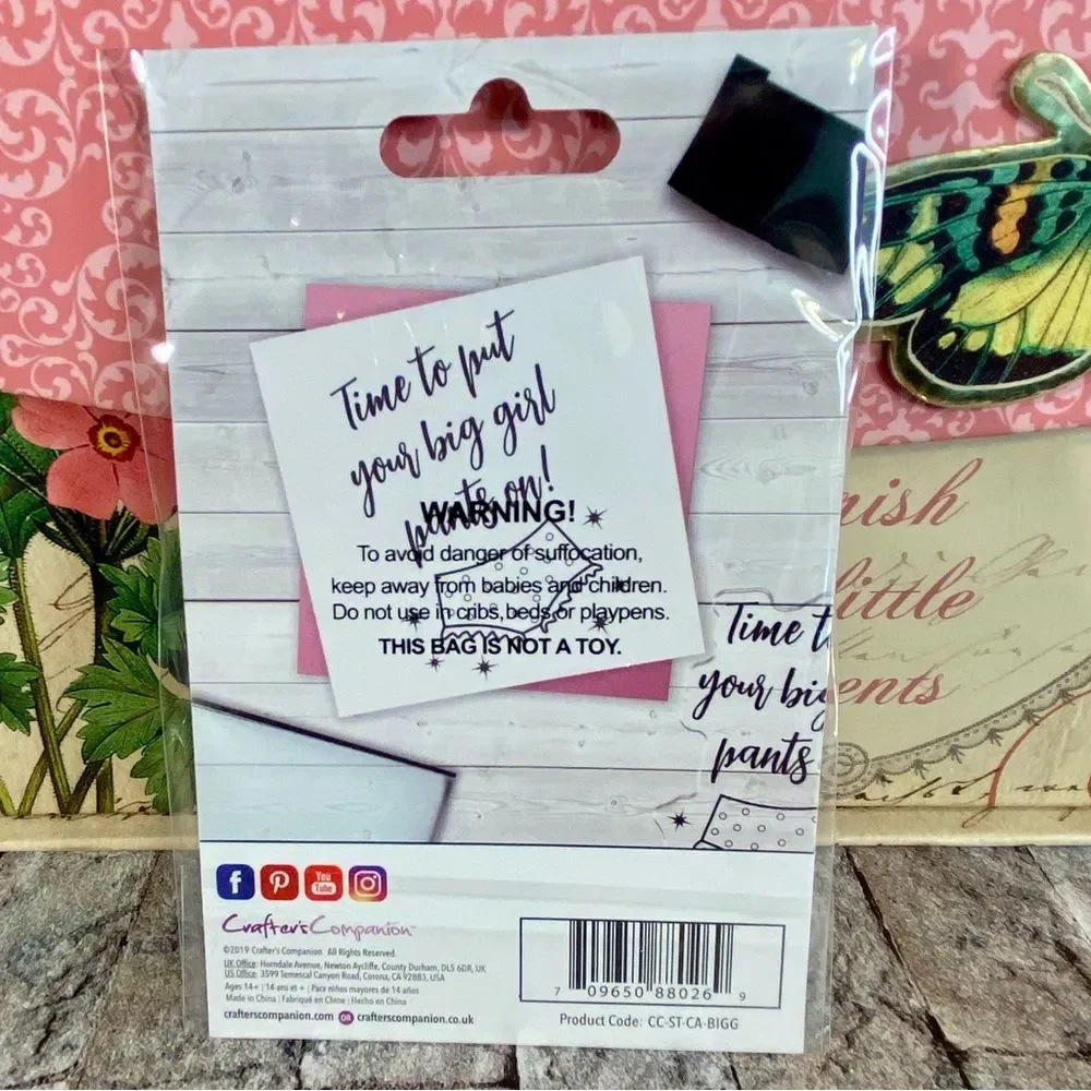 Crafter's Companion Clear Stamp NWT Big Girl Pants 1 Piece Handmade Cards